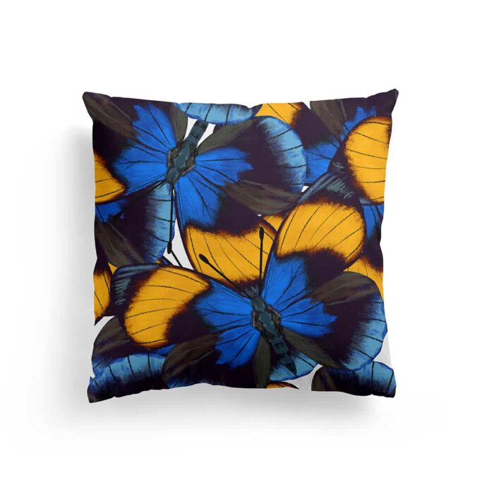 Blue Yellow Butterfly Throw Pillows