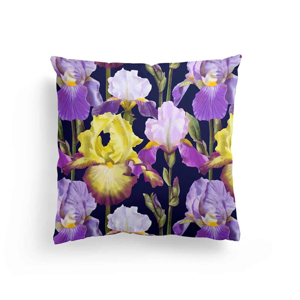 Pillow With Yellow Violet Irises