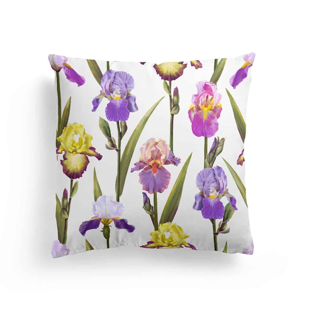 White Pillow With Irises