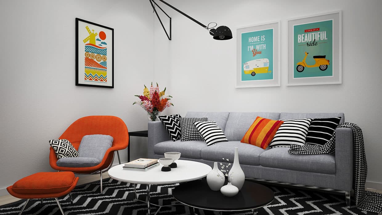 Living room with Windmill art print