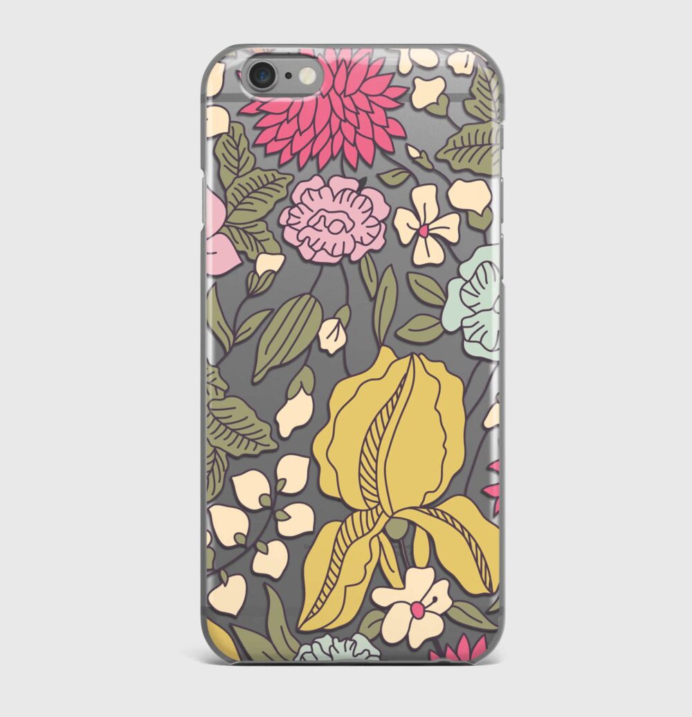Floral sketch transparent iPhone case