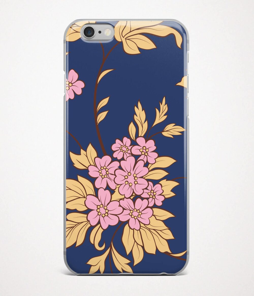 Navy blue flowers phone case front