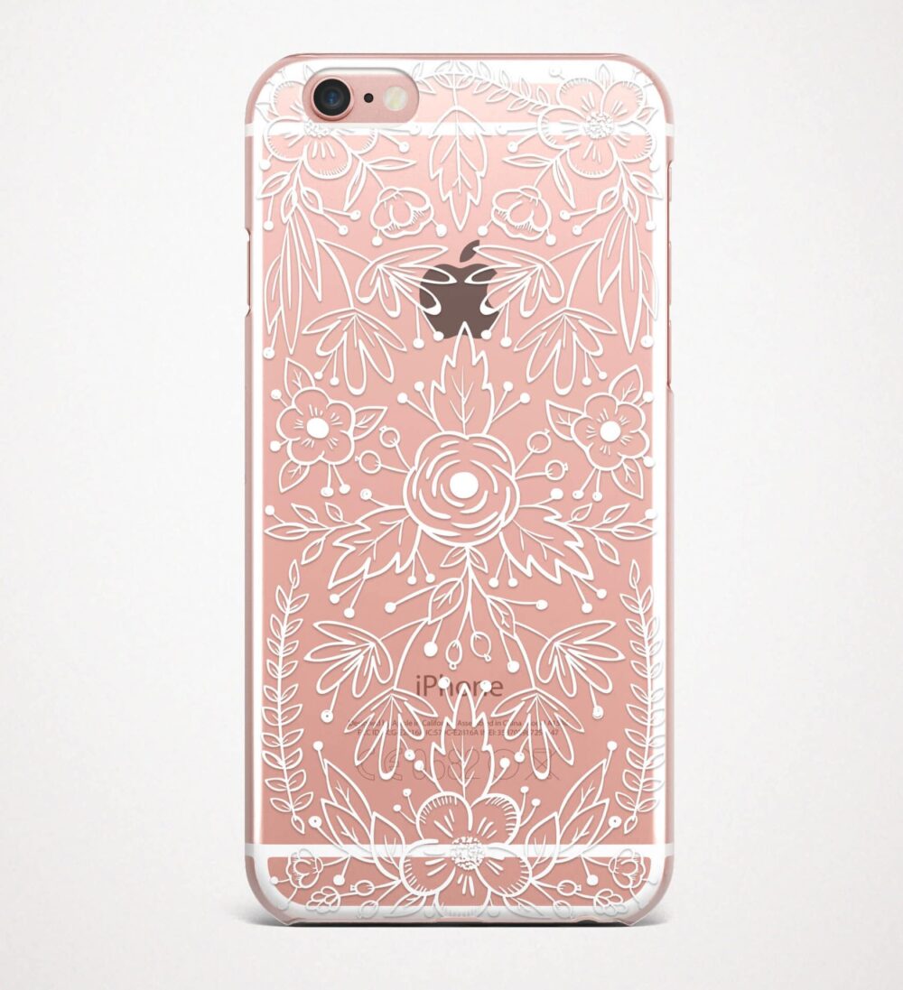 lace white phone case pink