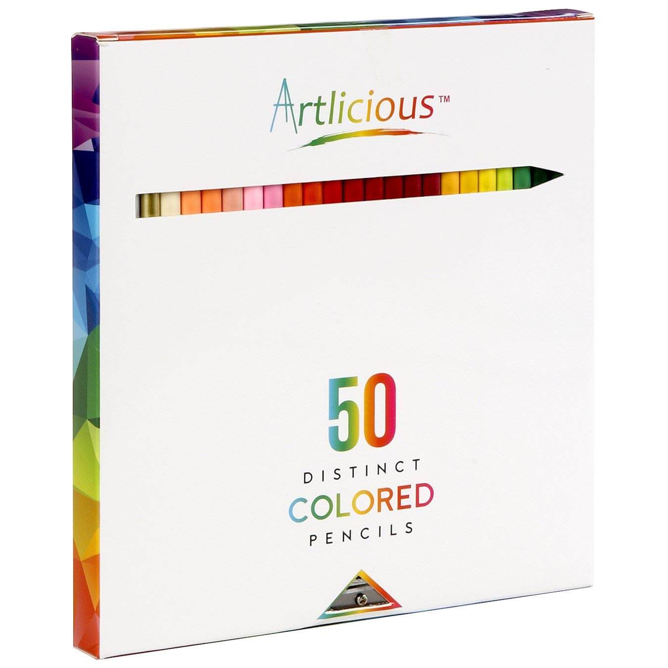 Artlicious - 50 Premium Distinct Colored Pencils - - Best Supplies For Adult Coloring Blog