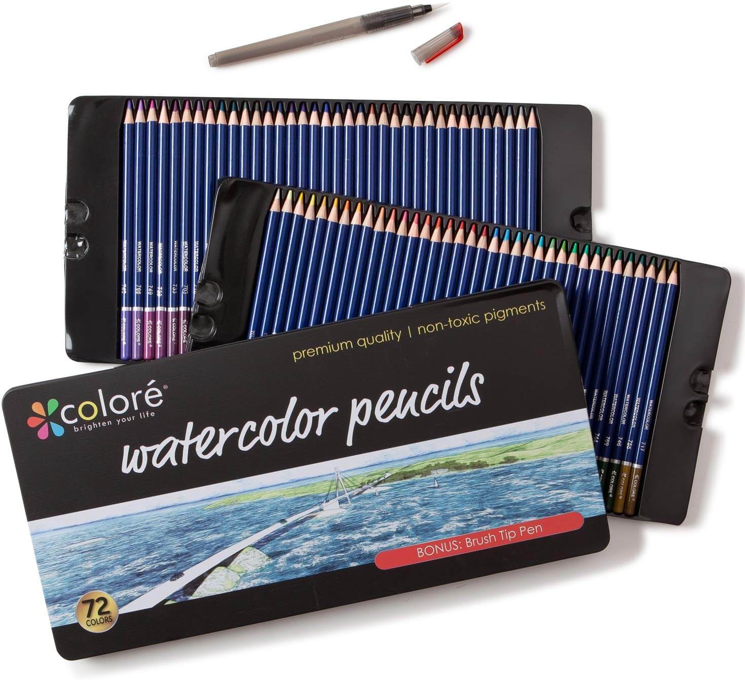 Colore Watercolor Pencils - Water Soluble Colored Pencils For Art Students & Professionals
