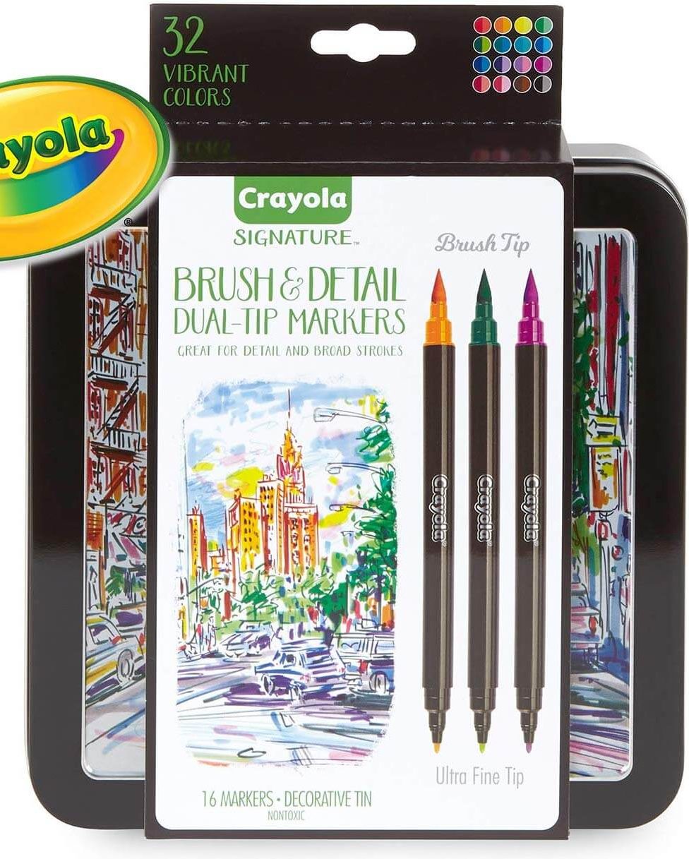 Crayola Brush Markers, Dual-Tip with Ultra Fine Marker