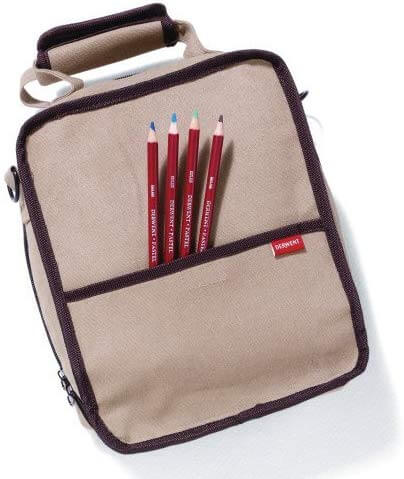 Derwent Pencil Case, Canvas Carry-All Bag Pencil Holder with Removable Shoulder Strap