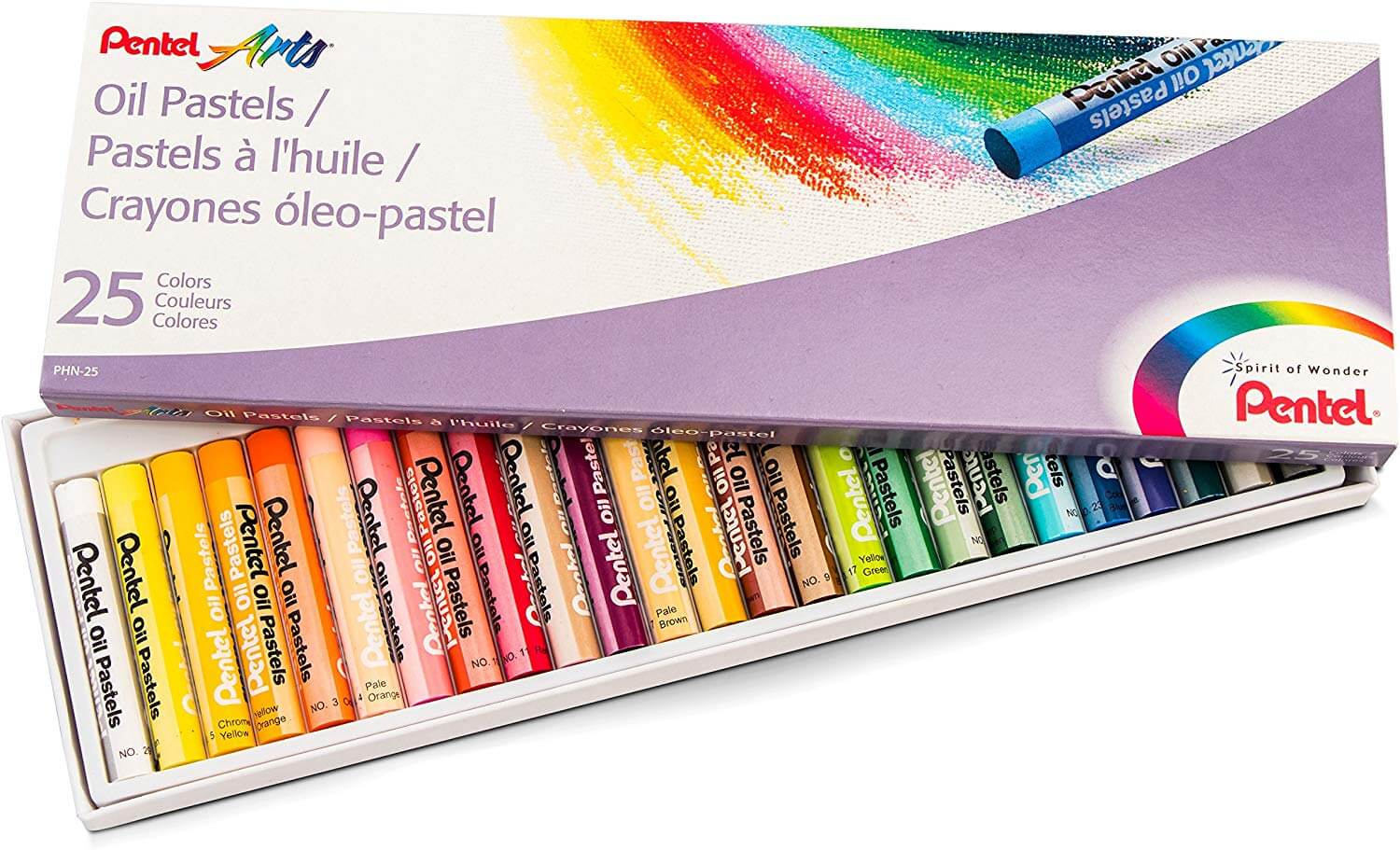 Pentel Arts Oil Pastel Set, Assorted Colors, Set of 25