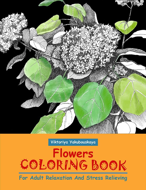 Flowers Coloring Book For Adults - Front Cover