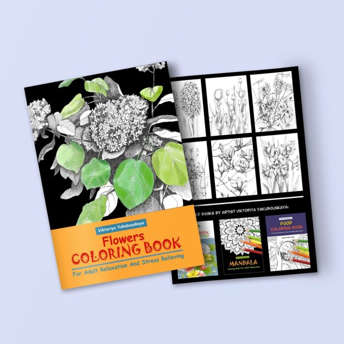 Grayscale Floral Coloring Book For Adults