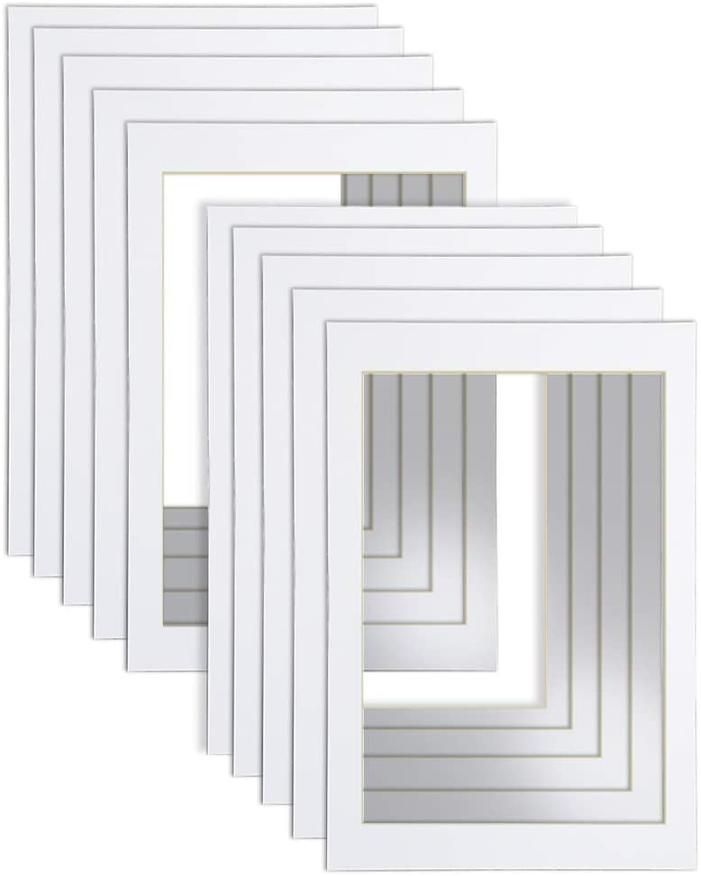 24x36 Cream White Picture Mats with Core Bevel Cut Frame Mattes for 20x30 Pictures - Pack of 10