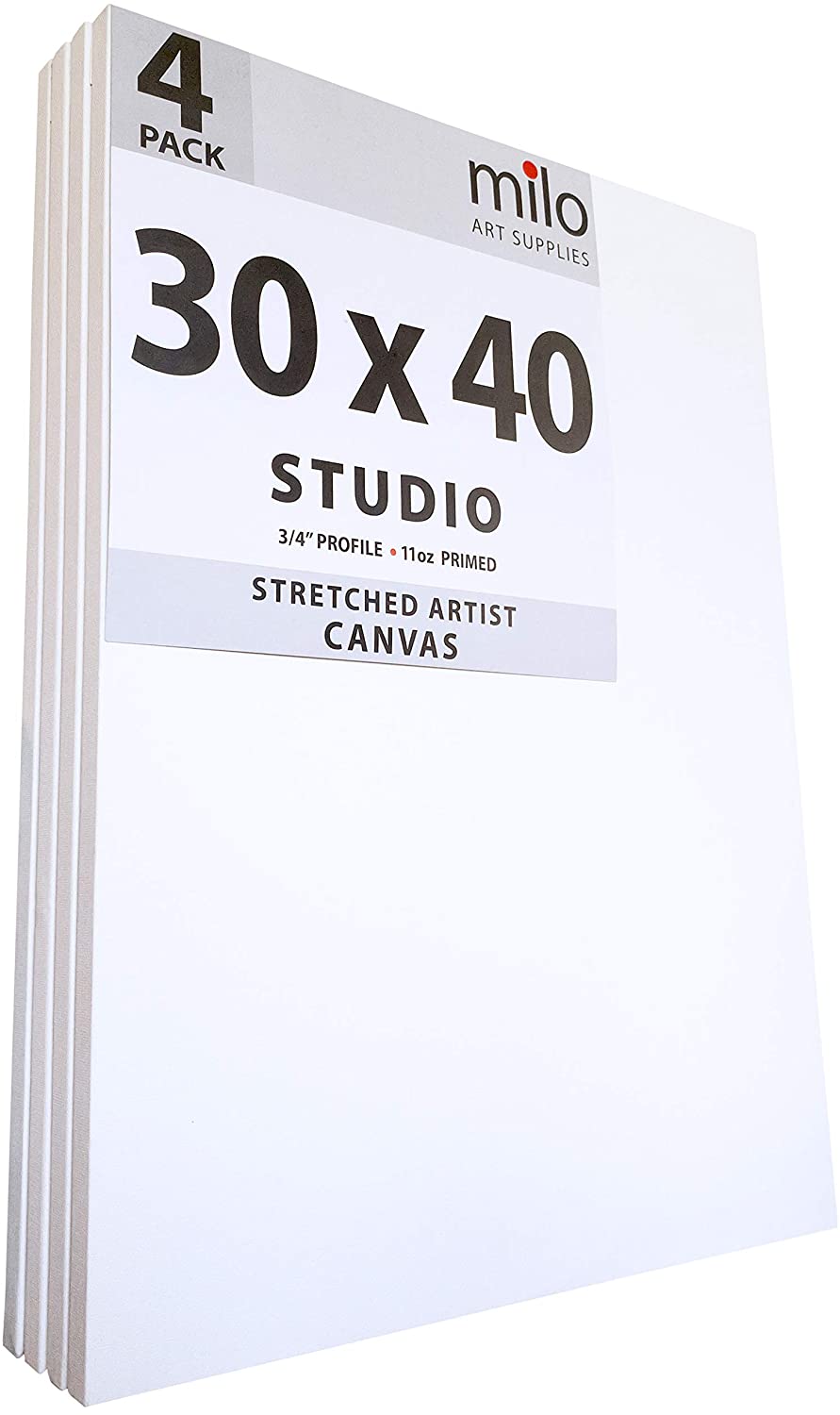 milo Pro Stretched Artist Canvas | 30x40 inches | Pack of 4 | 3/4 inch Studio Profile