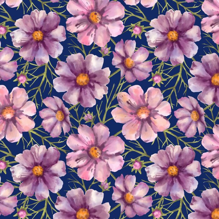 Cosmos Repeat Pattern Designs Blue