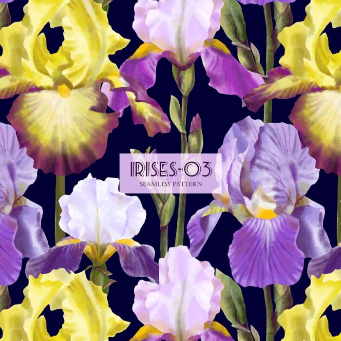 Yellow Iris Textile Design Pattern-01