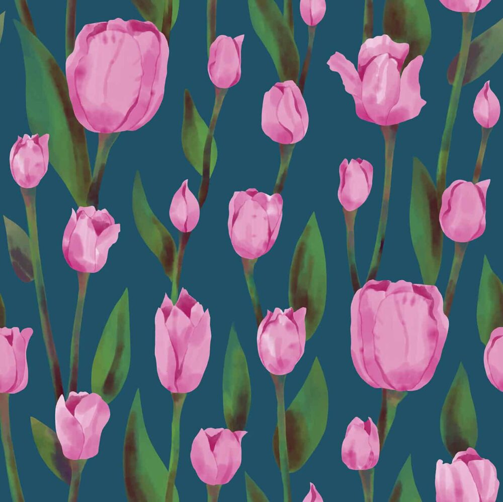 Tulip Flower Pattern Turquoise