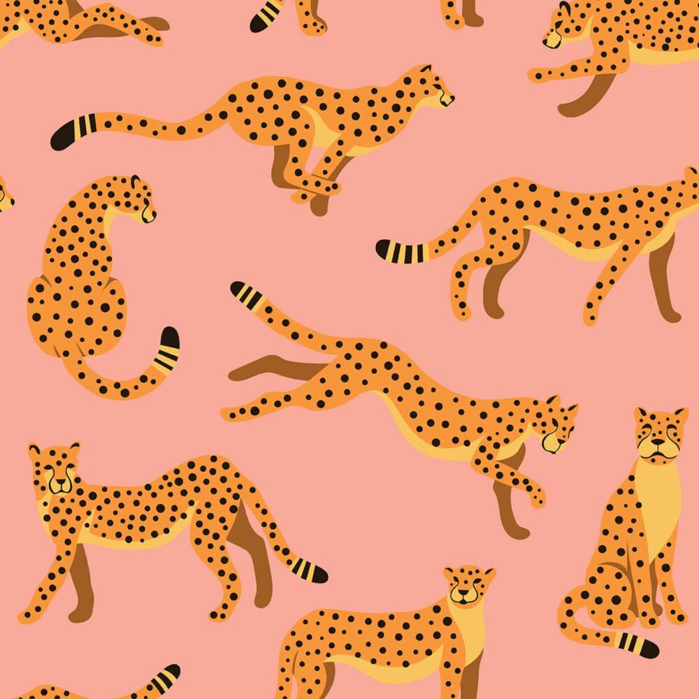 Cheetahs Animal Seamless Pattern Pink