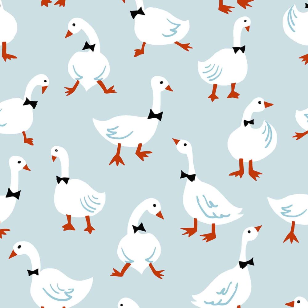 Goose Seamless Pattern for Baby Gray