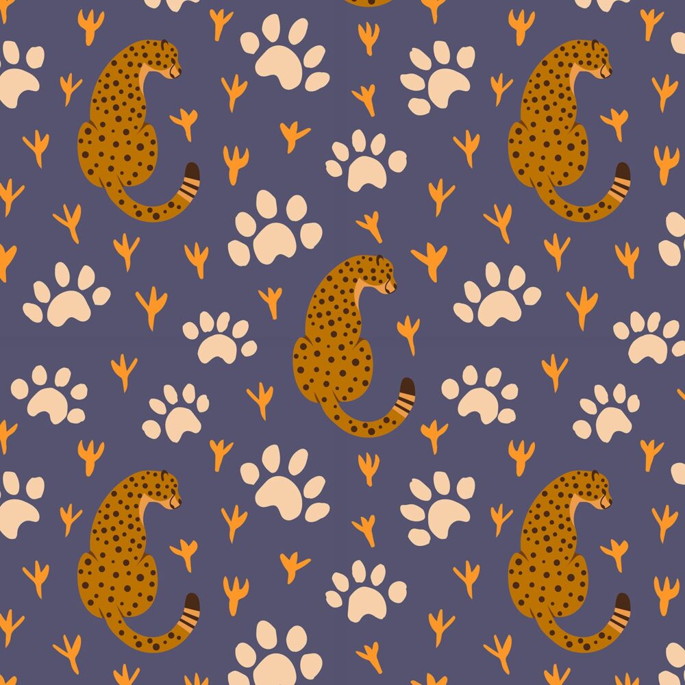African Cheetahs Seamless Pattern
