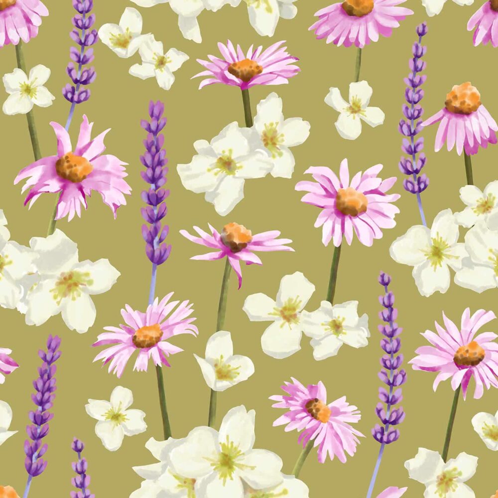 Meadow Flowers Pattern Olive