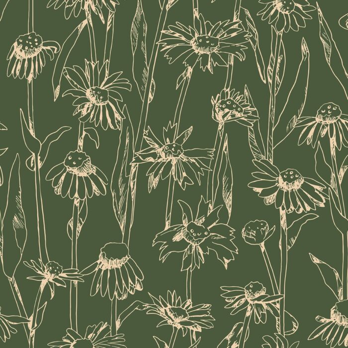 Floral Pattern for Fabric Green