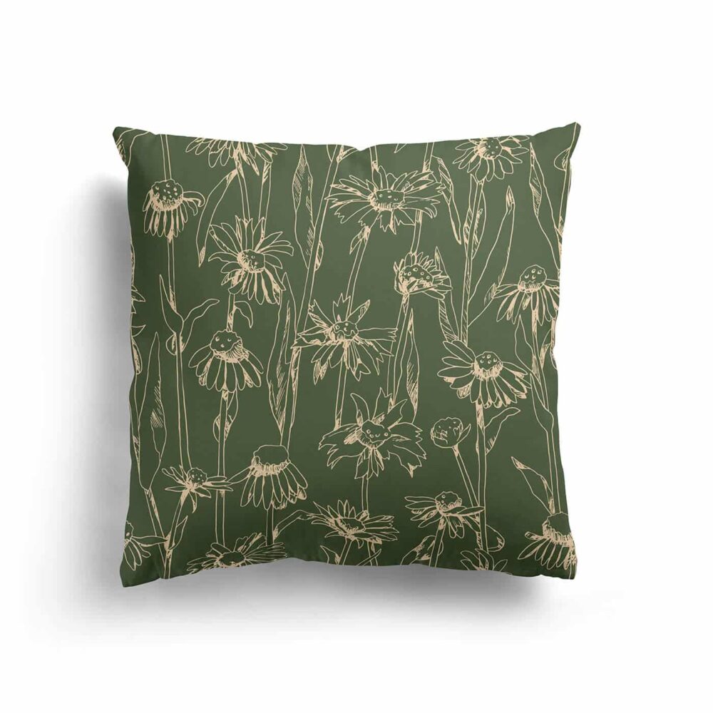 Floral Pillow Cover Green
