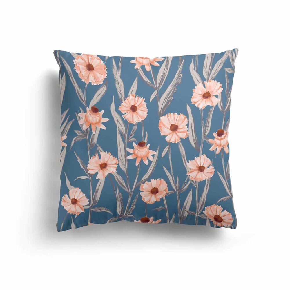 Floral Throw Pillow Blue