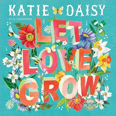 Katie Daisy 2024 Wall Calendar: Let Love Grow | 12" x 24" Open | Amber Lotus Publishing - blog