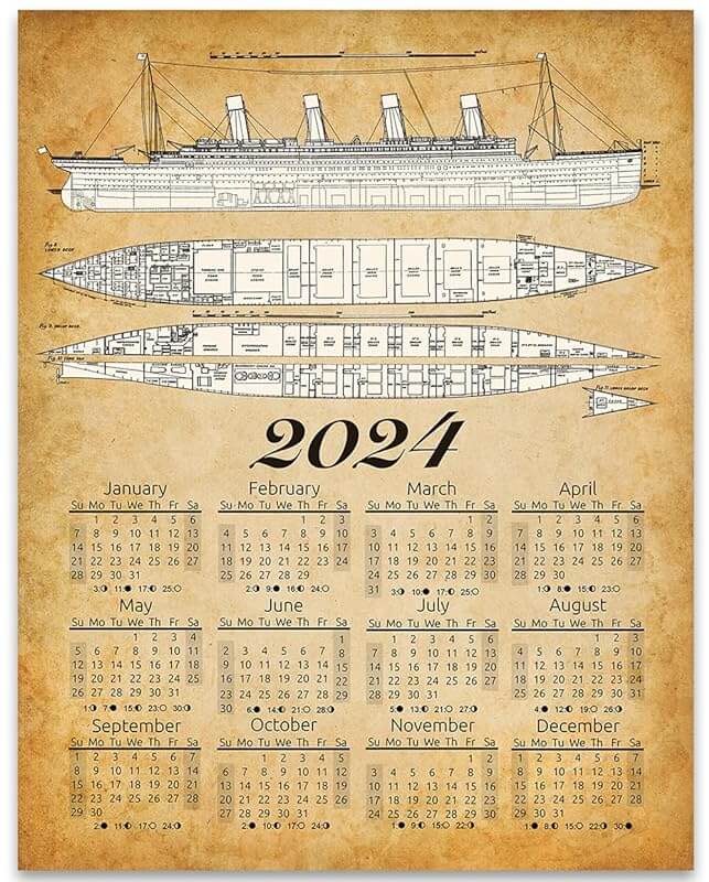 58-2024 Calendar - Titanic Ship Blueprints - 11x14 Unframed Calendar Art Print - blog