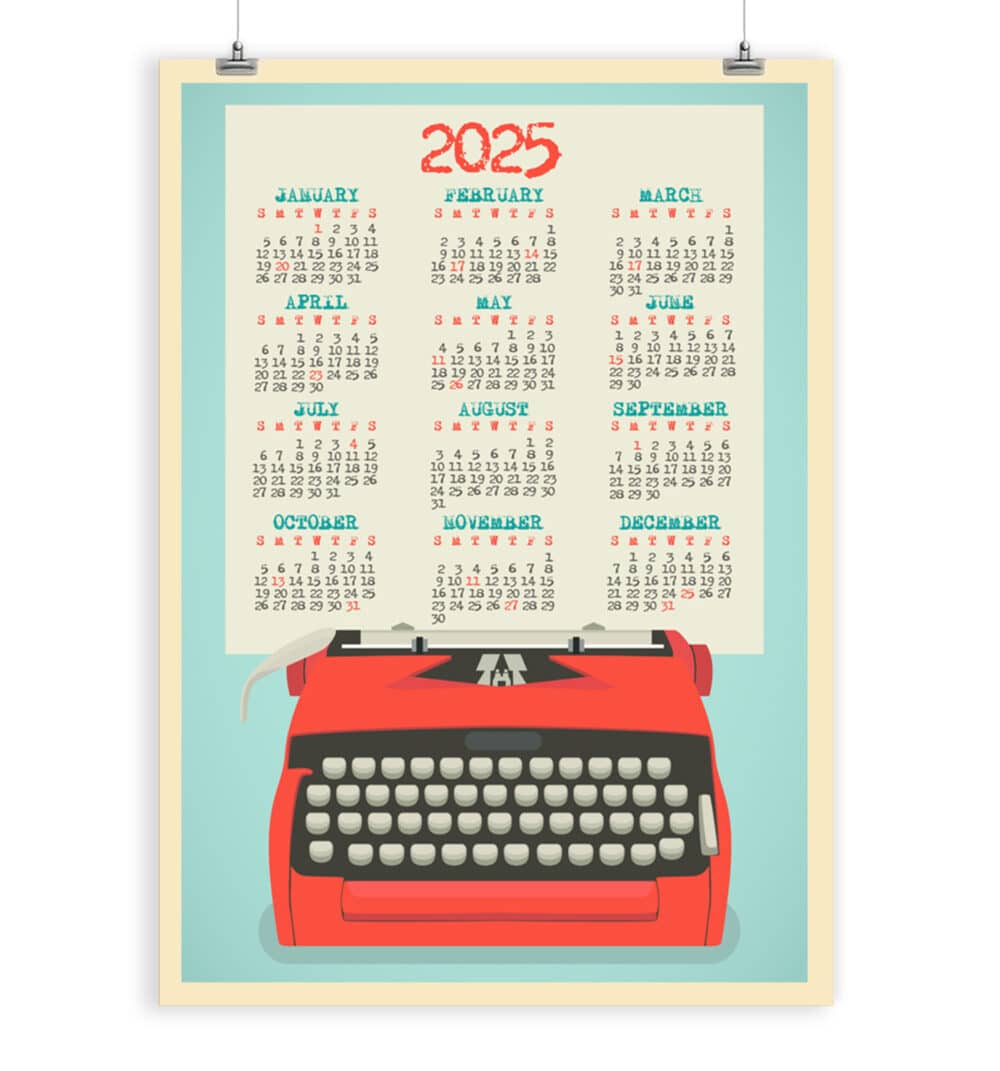 Typewriter Calendar 2025