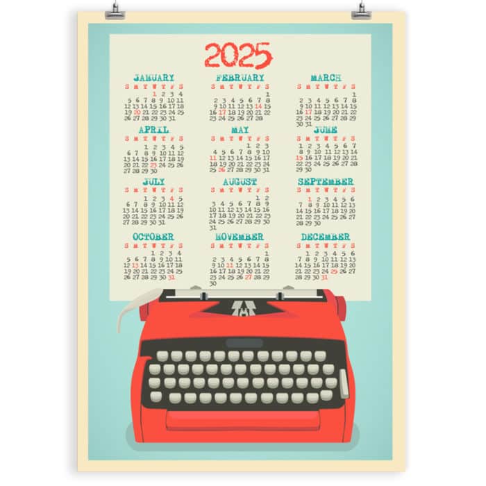 Typewriter Calendar 2025